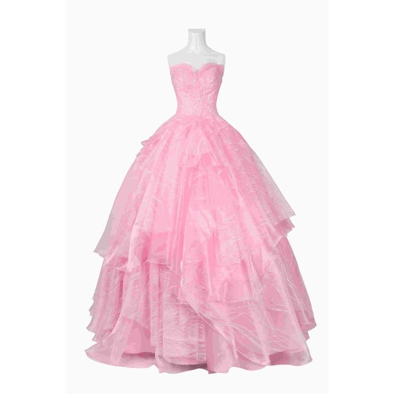 Elegante Fantasia Wicked Glinda - Coroa, Brincos, Corset, Saia, Vestido Rosa para Halloween - Estrela Cosplay