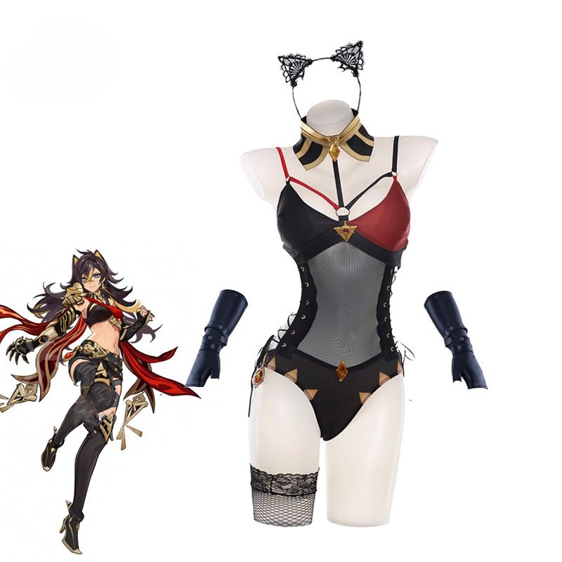 Fantasia Dehya Coelhinha Novo Original Genshin Impact Dehya Macacão com Cadarço Conjunto Completo - Estrela Cosplay
