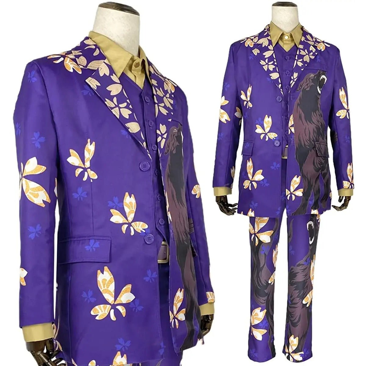 Uniforme de Cosplay Keisuke Baji Tokyo Revengers - Casaco Roxo com Insígnia de Lobo 4 Peças - Estrela Cosplay