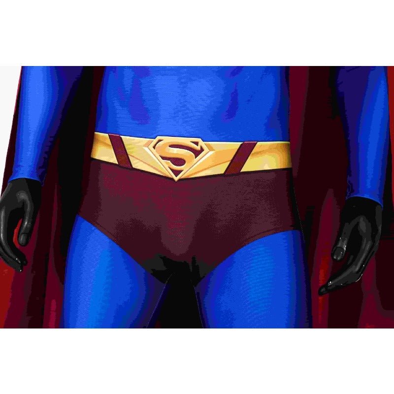 Traje de Cosplay Super Herói Terras Infinitas Clark Azul com Capa - Fantasia Halloween Superman - Estrela Cosplay