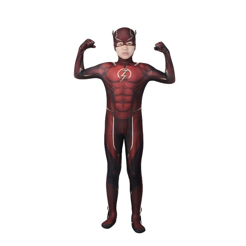Fantasia de Cosplay do Flash Barry Allen para Crianças - Macacão Impressão 3D e Máscara - Estrela Cosplay