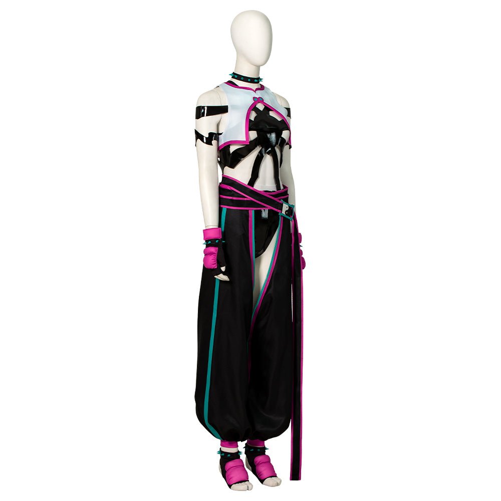 Traje de Cosplay Juri Street Fighter 6 - Conjunto Completo com Bodysuit, Colete, Calças, Luvas e Cinto - Estrela Cosplay