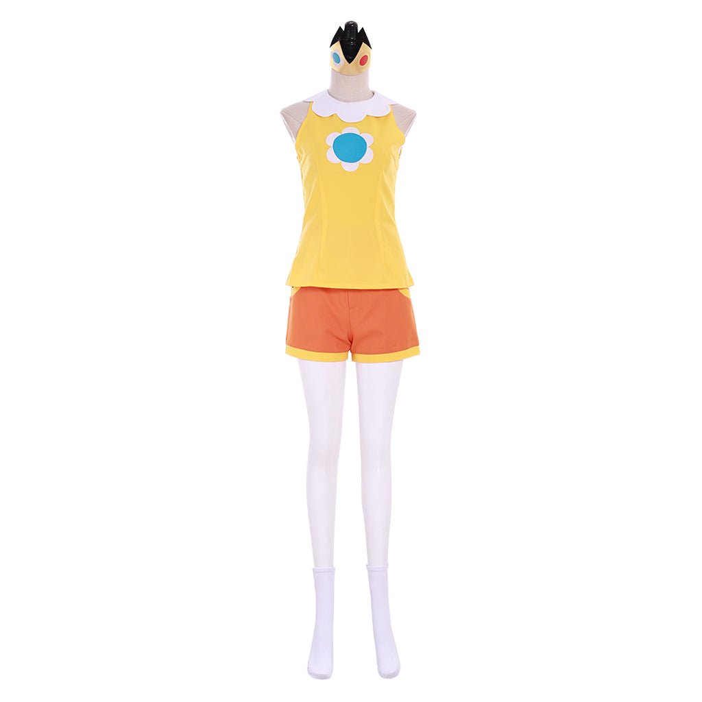 Fantasia de Cosplay Daisy Amarelo Tênis | Traje da Princesa Daisy para Cosplay - Estrela Cosplay
