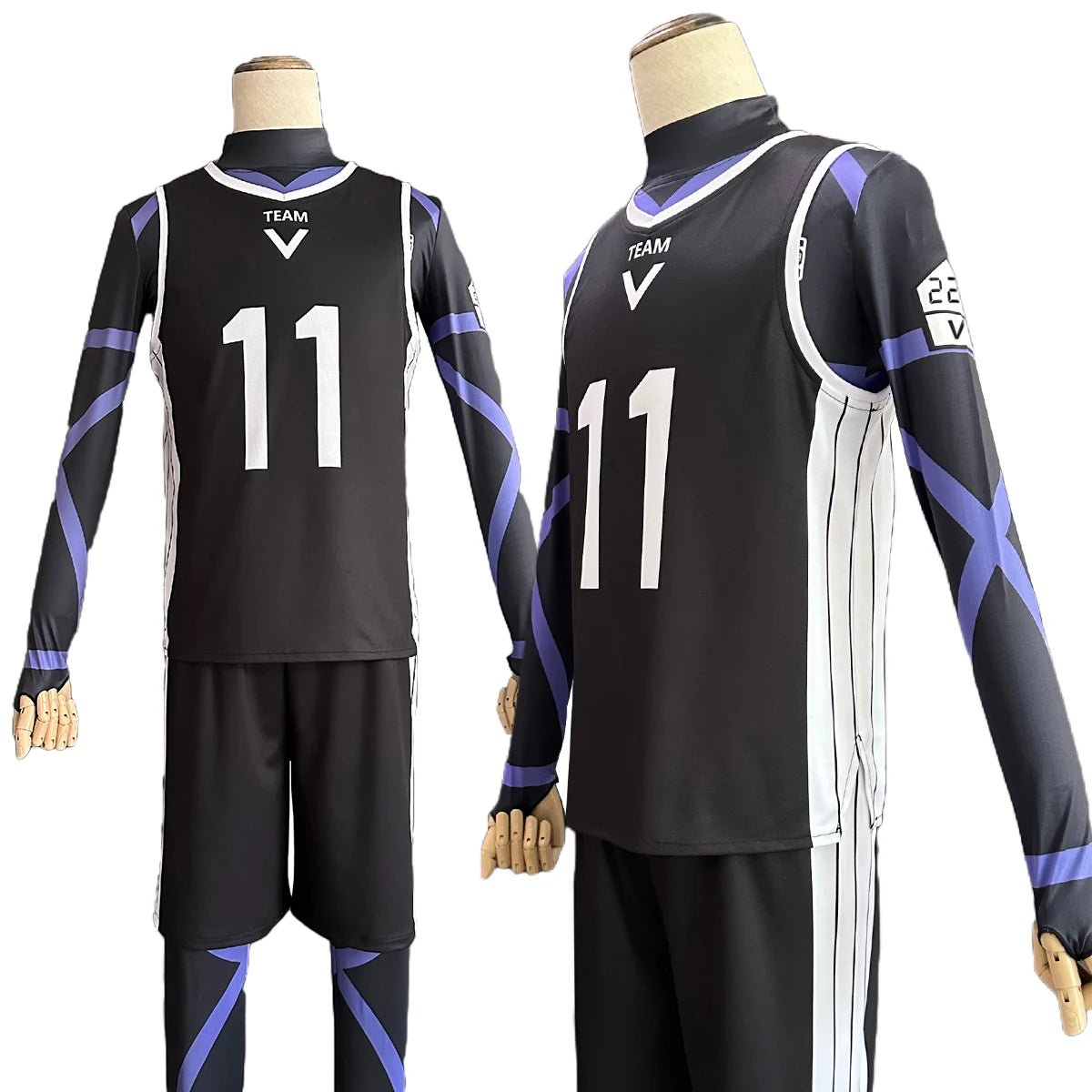 Fantasia Cosplay Reo Mikage Blue Lock - Uniforme de Futebol Preto com Peruca - Estrela Cosplay