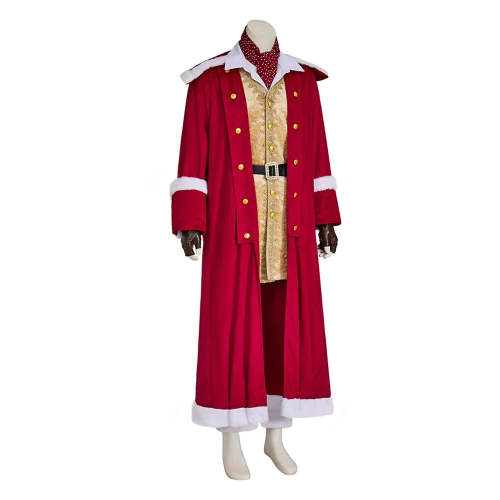 Fantasia Medieval de Papai Noel para Natal - Casaco Vermelho de Veludo Conjunto Completo - Estrela Cosplay
