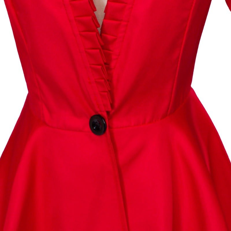 Vestido Vintage Gótico Cocktail Alto-Baixo – Traje de Cosplay Medieval Feminino de Manga Longa - Estrela Cosplay