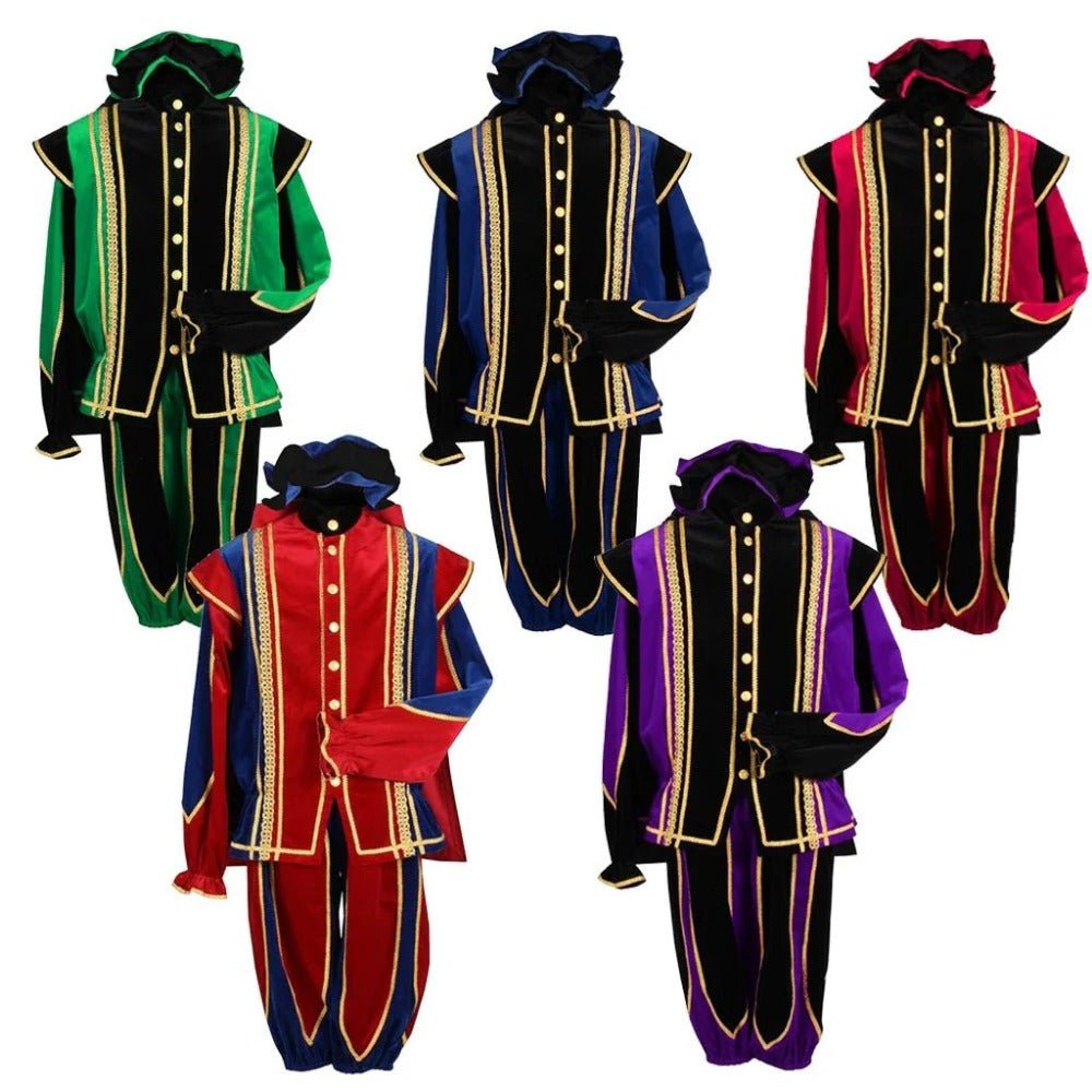 Fantasia de Black Peter para Homens - Traje Tradicional de Festival Tudor em Veludo com Vestido de Baile - Estrela Cosplay