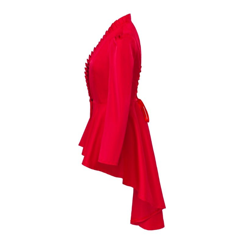 Vestido Vintage Gótico Cocktail Alto-Baixo – Traje de Cosplay Medieval Feminino de Manga Longa - Estrela Cosplay