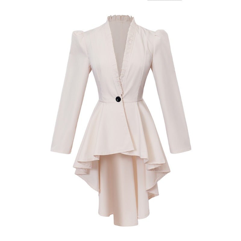 Vestido Gótico Medieval Vintage Cocktail Alto-Baixo – Traje Cosplay Feminino de Manga Comprida Bodycon - Estrela Cosplay