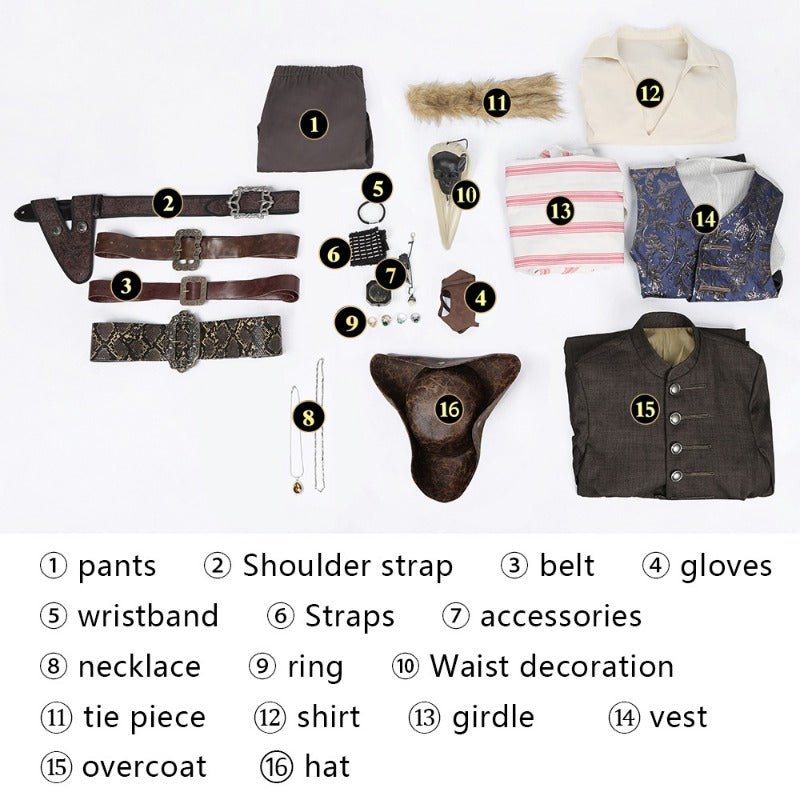 Fantasia de Captain Jack Sparrow Cosplay - Conjunto Pirata de Alta Qualidade para Adultos no Halloween - Estrela Cosplay