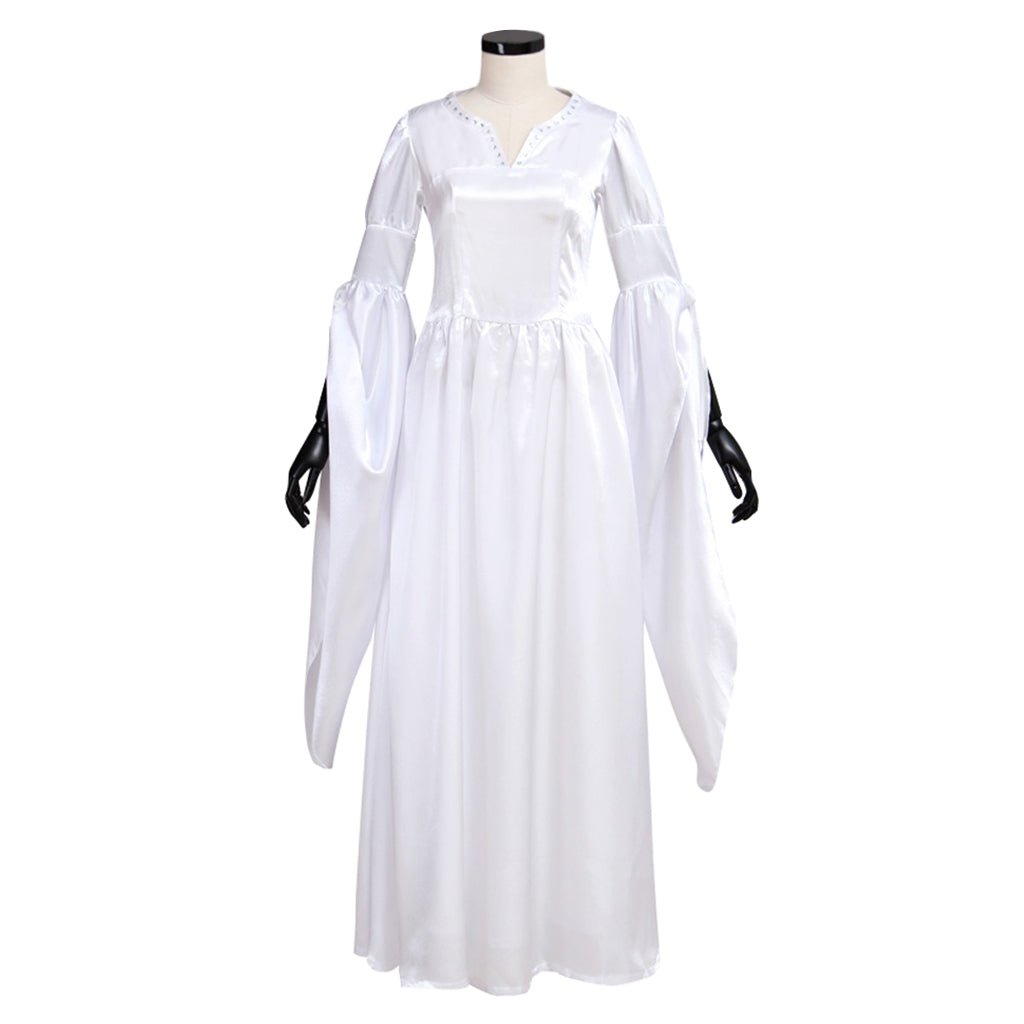 Vestido Medieval Branco com Colete Preto - Fantasia Customizada para Adultos em Halloween e Carnaval - Estrela Cosplay