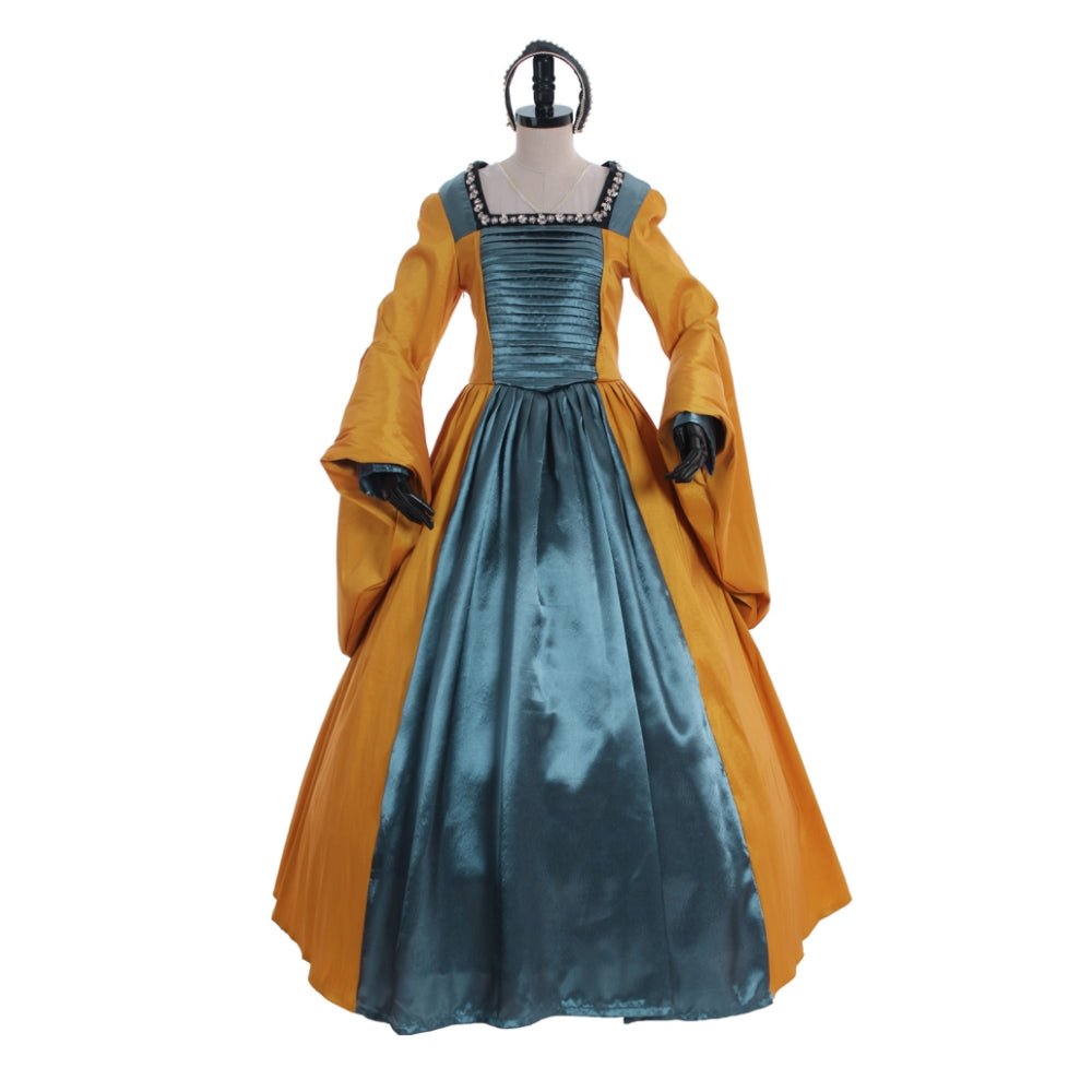 Vestido Cosplay Rainha Ana Boleyn Medieval Corte Tudor Renascença para Mulheres - Estrela Cosplay