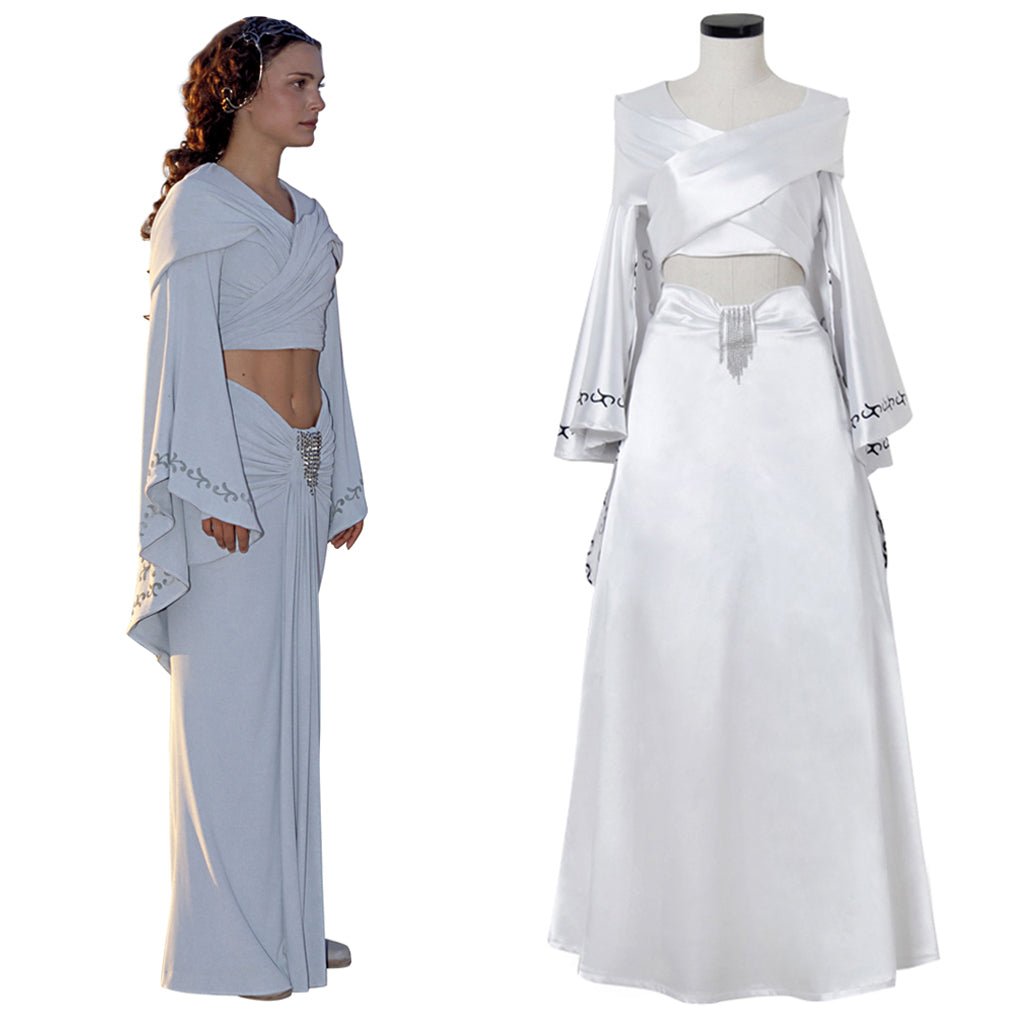 Fantasia de Padme Amidala Cosplay - Top Crop e Saia Branca - Estrela Cosplay