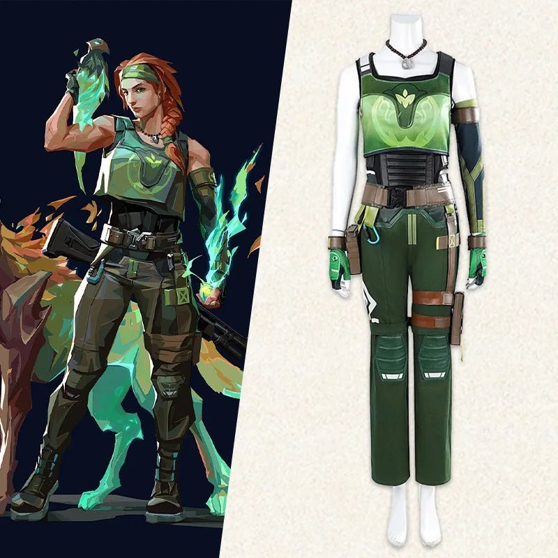 Traje Cosplay Skye Valorant para Mulheres - Uniforme de Batalha Punk para Halloween, Carnaval e Festas - Estrela Cosplay