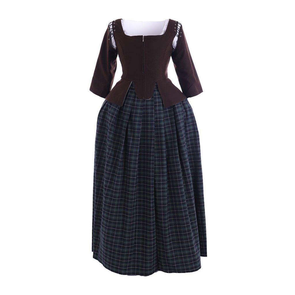 Fantasia Claire Fraser Outlander | Vestido Colonial Prairie Escocês para Mulheres Adultas - Estrela Cosplay