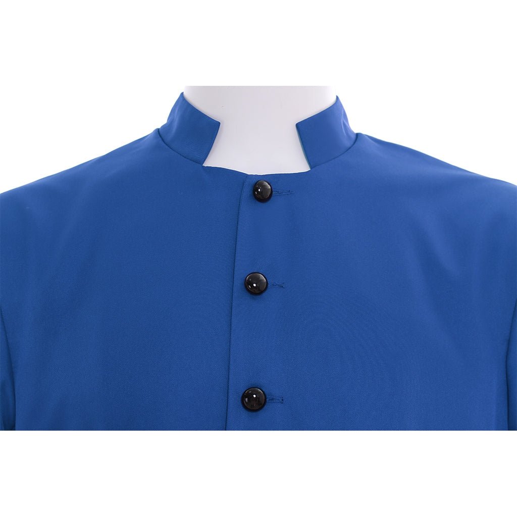 Veste de Clérigo Azul para Homens - Traje de Cassock com Gola Alta - Vestimentas Litúrgicas para Cosplay de Igreja - Estrela Cosplay