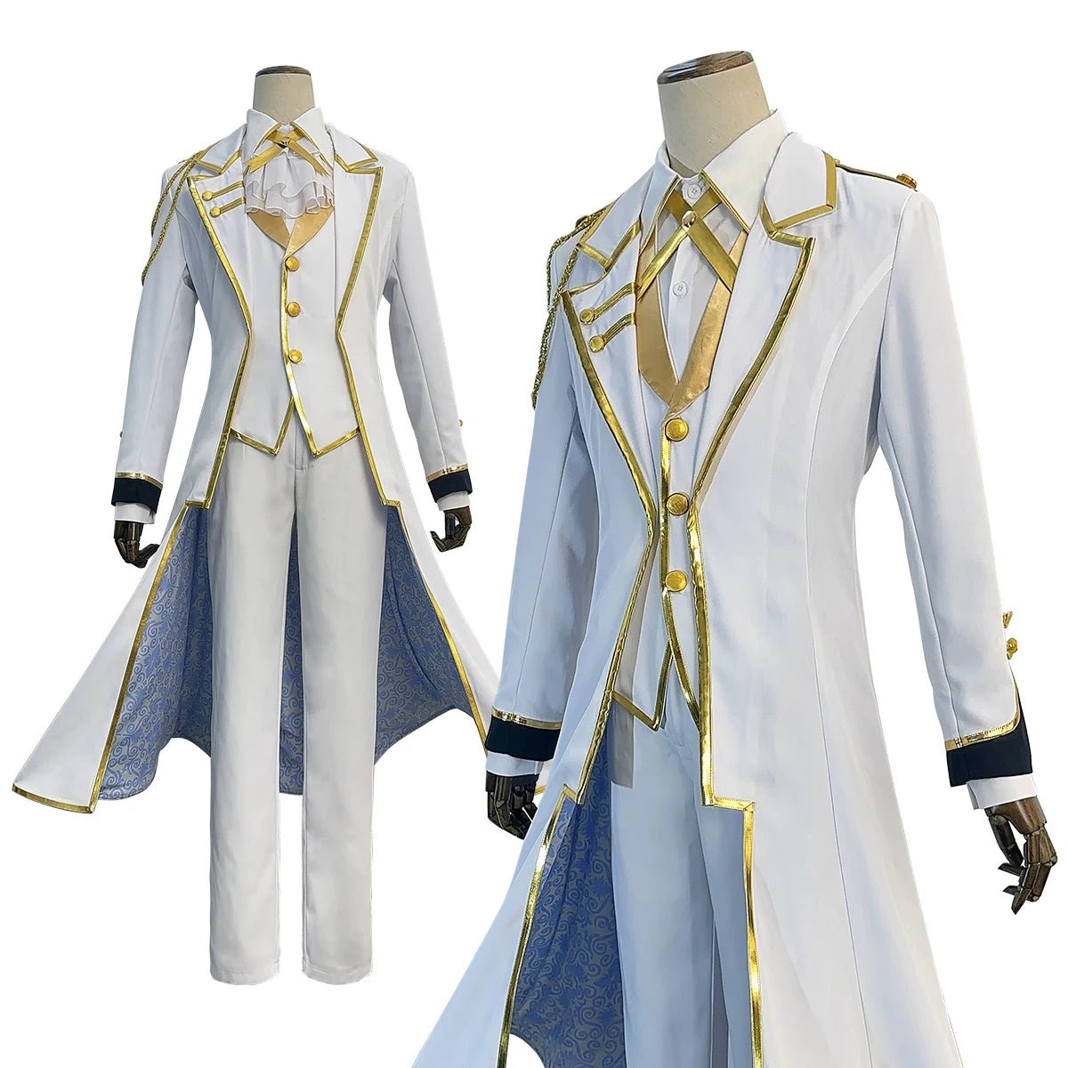 Fantasia de Cosplay NAGI Blue Lock - Peruca, Casaco, Calça Uniforme Branco com Detalhes em Rosa Rede Série Anjos e Demônios - Estrela Cosplay