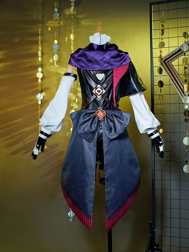 Fantasia Cosplay Genshin Impact Gêmeos Lyney Mágica Chapéu Uniforme Halloween Mulher Conjunto Completo - Estrela Cosplay