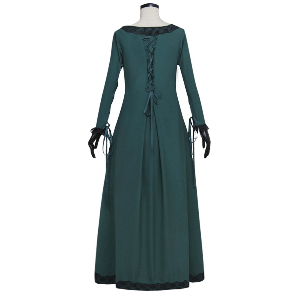 Vestido Medieval Irlandês Renascença Traje Camponês Retro Bodice Verde Escuro para Cosplay - Estrela Cosplay