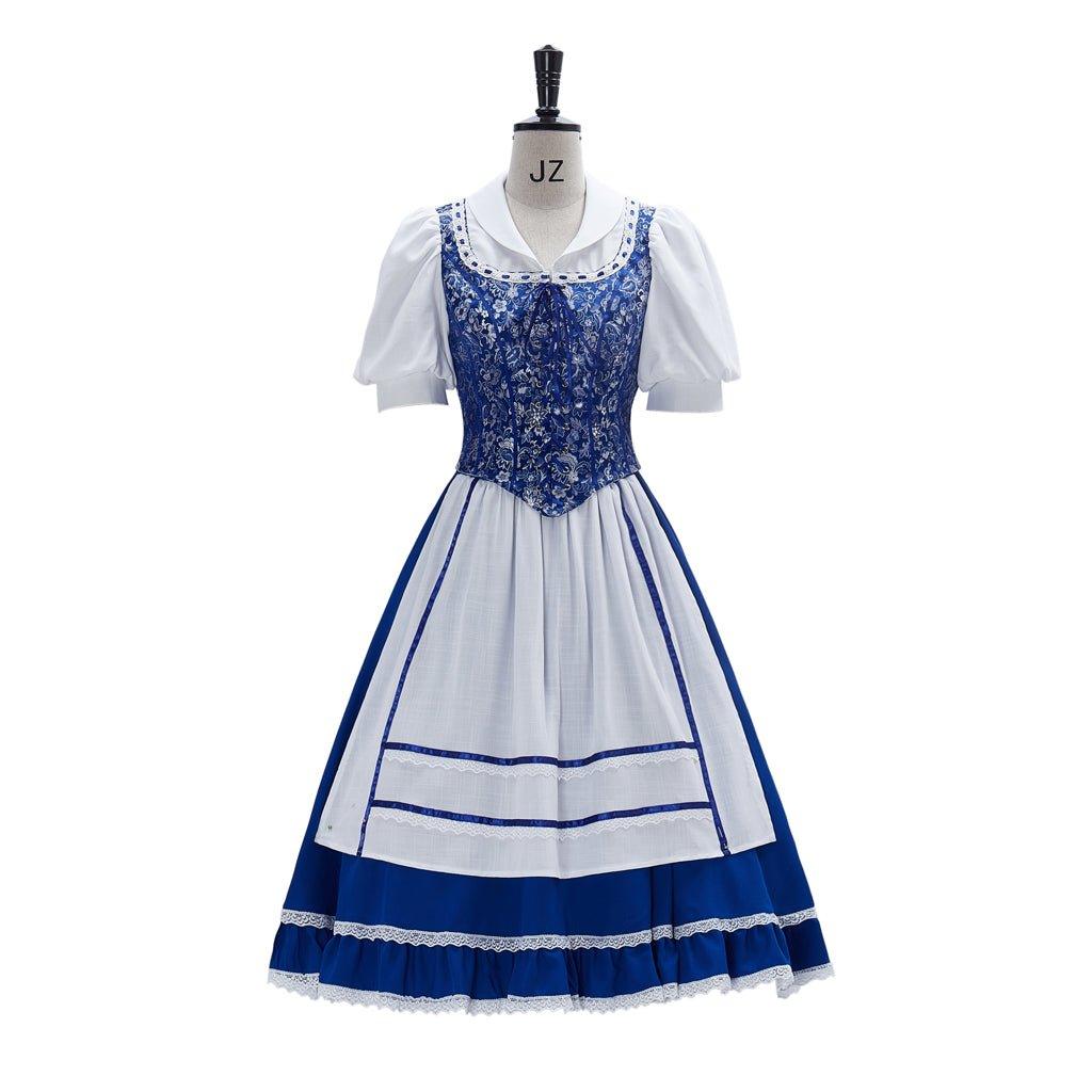 Vestido de Cosplay da Princesa Belle - Vestido de Empregada Azul para Mulheres - Estrela Cosplay