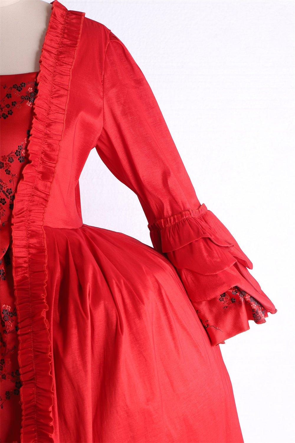 Vestido Rococó Vermelho do Século 18 com Renda - Estilo Majestoso Marie Antoinette da Estrela do Cosplay - Estrela Cosplay