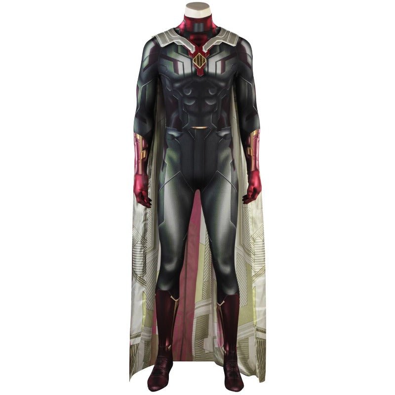 Traje de Cosplay Avengers Visão Macacão Impresso 3D com Capa - Estrela Cosplay