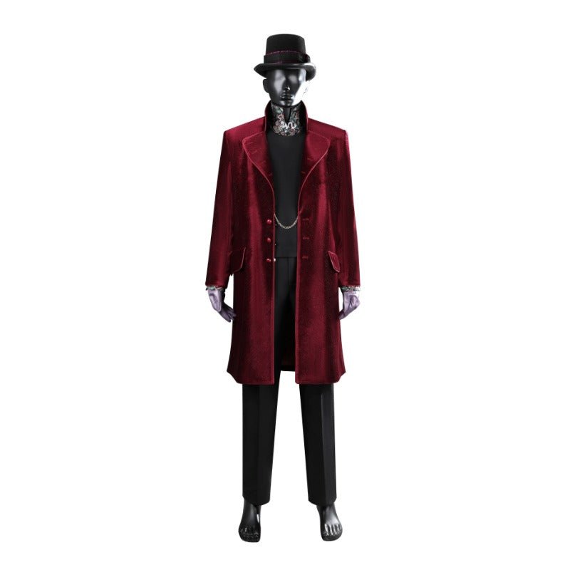 Fantasia Willy Wonka Vermelho Cosplay Timothee Chalamet Halloween - Estrela Cosplay