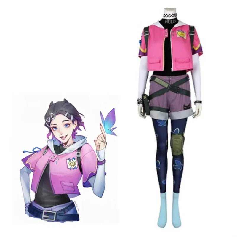 Fantasia de Cosplay Completa de Clove do Valorant para Mulheres | Traje para Halloween e Carnaval - Estrela Cosplay