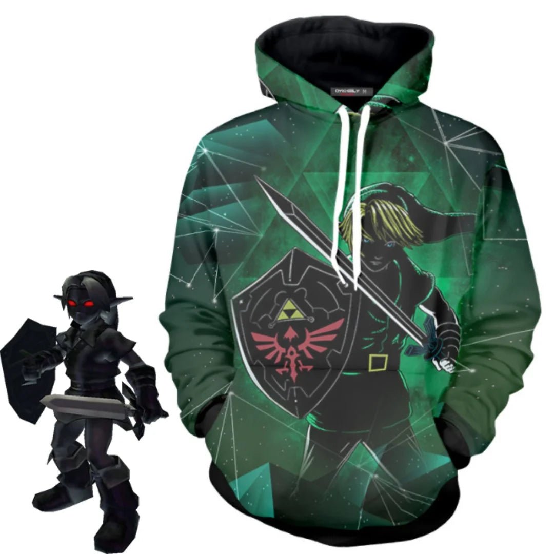 Fantasia de Cosplay Game Link para Homens Adultos - Camisola com Capuz Impressão 3D para Festa de Halloween, Carnaval, Comic Con e Roupa de Rua - Estrela Cosplay
