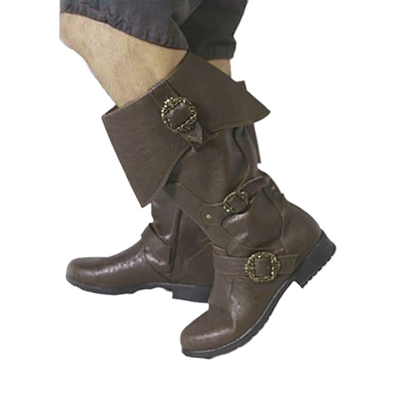 Botas de Cavaleiro Renascentista Cano Longo em Couro Sintético para Cosplay Medieval, Viking e Pirata - Estrela Cosplay