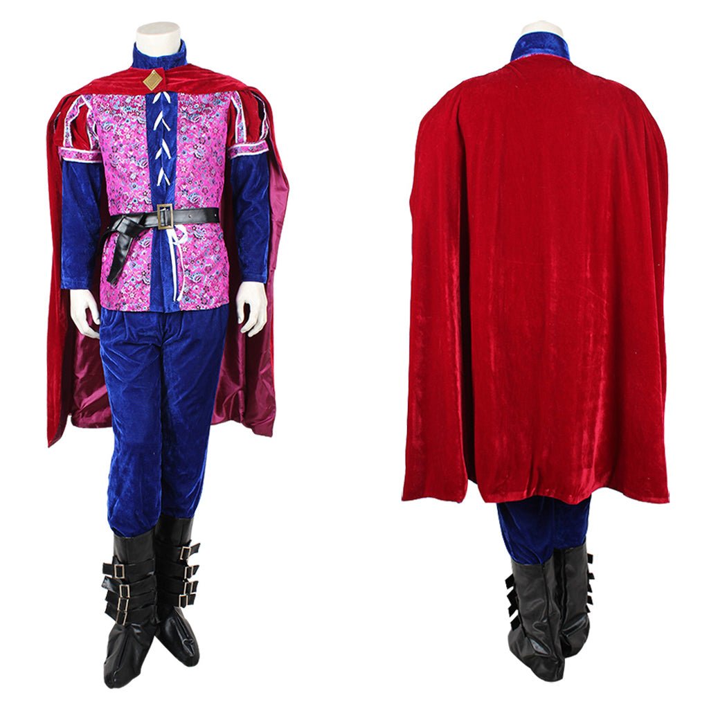 Fantasia de Príncipe Medieval | Traje de Veludo Vermelho e Azul para Homens | Conjunto Completo para Halloween e Festas - Estrela Cosplay