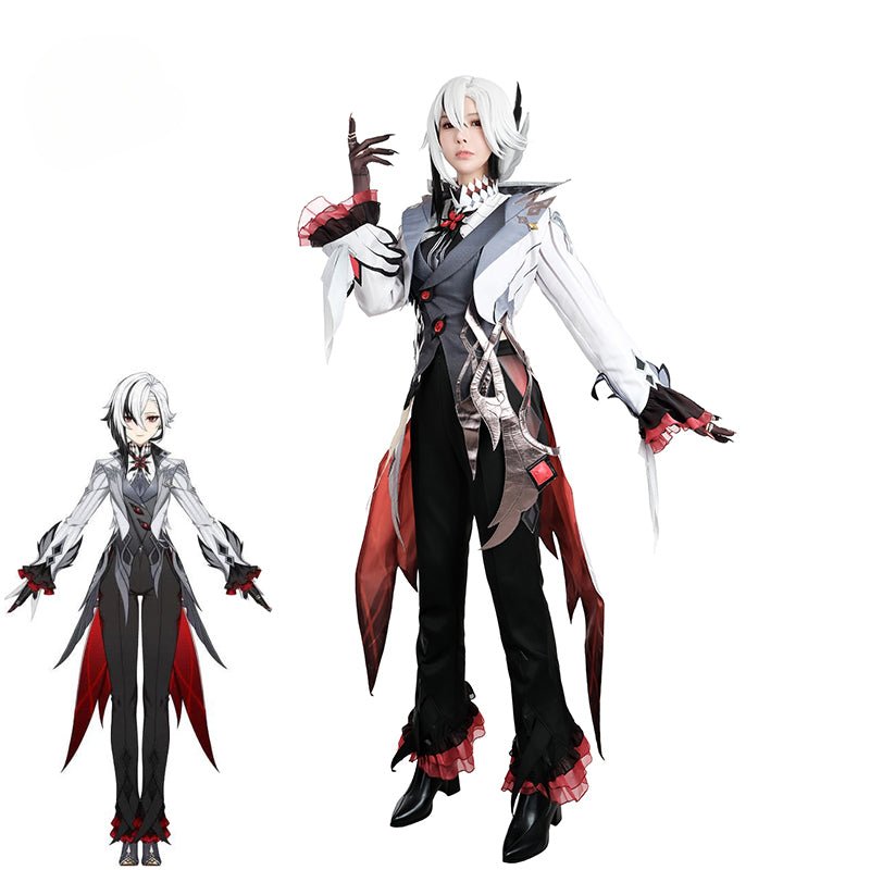 Fantasia de Arlecchino Cosplay Genshin Impact Fatui Servo Snezhnaya Arlecchino O Criado Traje de Halloween Uniforme Masculino - Estrela Cosplay