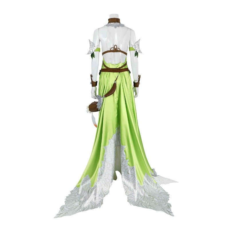Fantasia FF14 Nophica - Vestido Longo Verde para Halloween e Festas - Estrela Cosplay