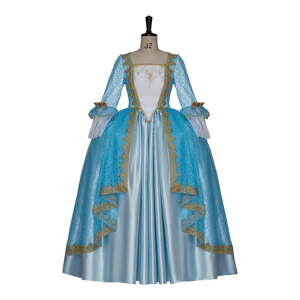 Vestido Princesa Azul Marie Antoinette Rococo | Corte Medieval Barroco Georgiano Vitoriano Renascença para Baile de Cosplay - Estrela Cosplay
