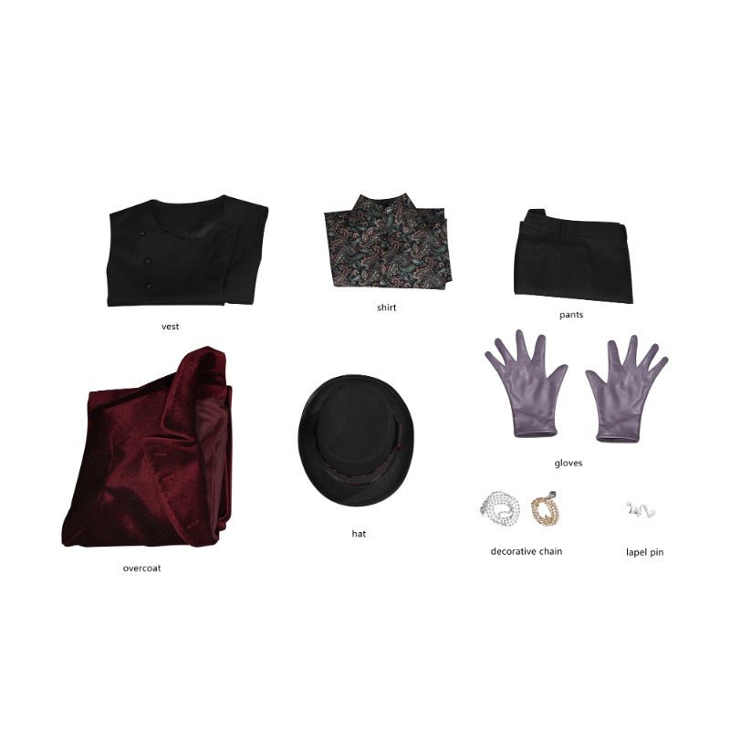 Fantasia Willy Wonka Vermelho Cosplay Timothee Chalamet Halloween - Estrela Cosplay