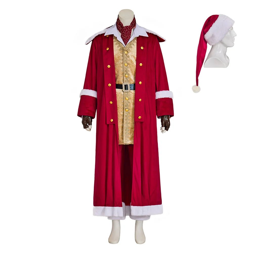 Fantasia Medieval de Papai Noel para Natal - Casaco Vermelho de Veludo Conjunto Completo - Estrela Cosplay