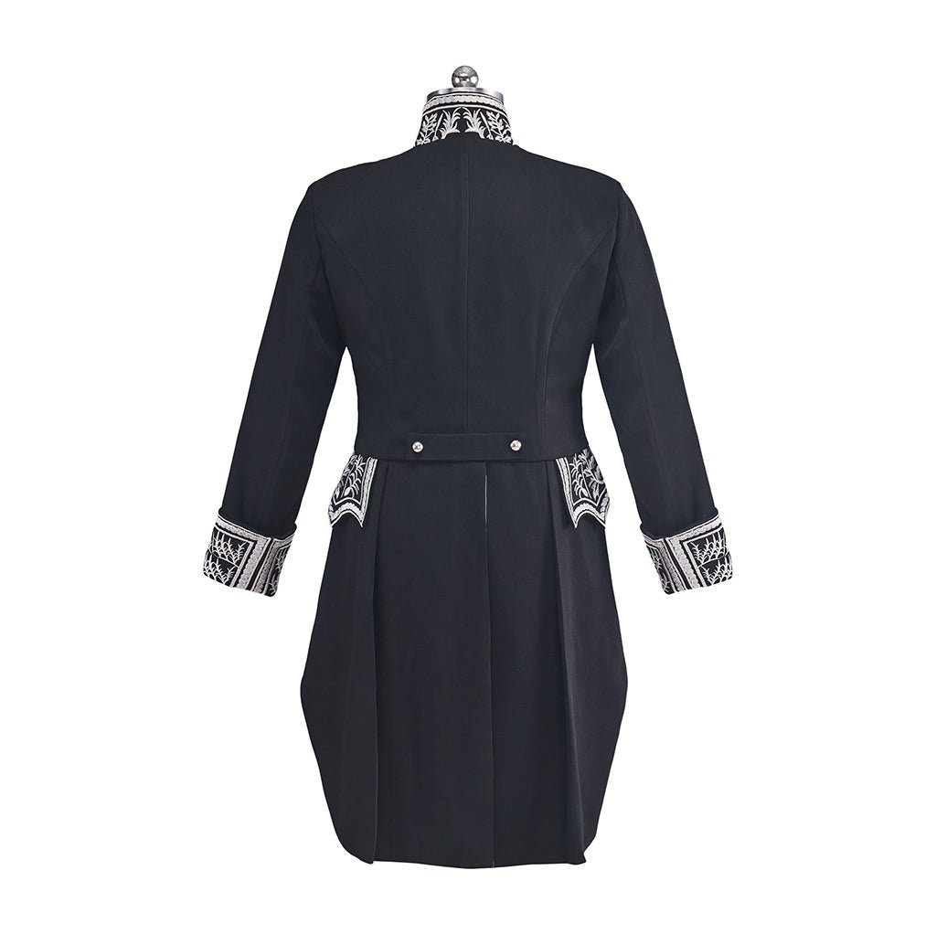 Conjunto Príncipe Medieval para Homens - Casaco e Colete de Tuxedo Preto com Detalhes em Prata para Cosplay e Feiras Renascentistas - Estrela Cosplay