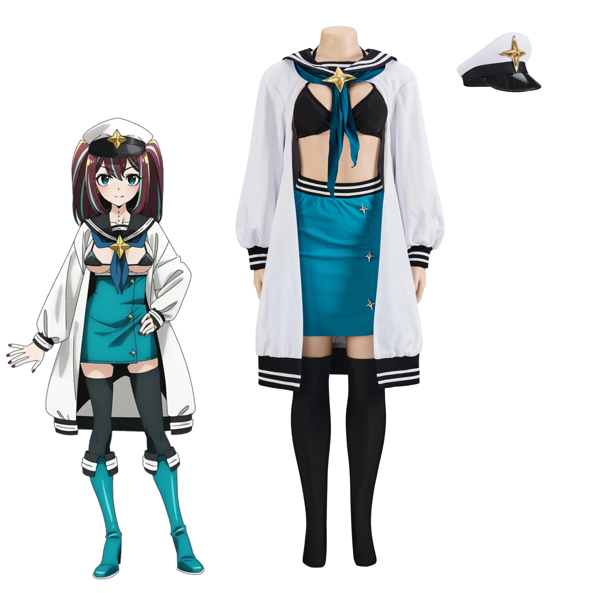 Fantasia de Cosplay Akoya Matama Magical Girl - Conjunto Completo - Estrela Cosplay