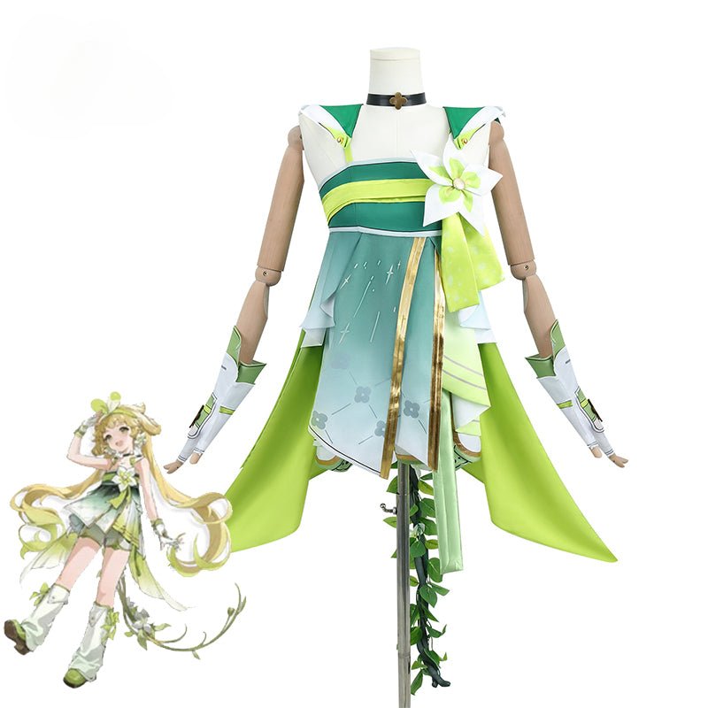 Fantasia Verina do Jogo Wuthering Waves - Vestido Verde para Mulheres, Traje de Halloween e Cosplay - Estrela Cosplay