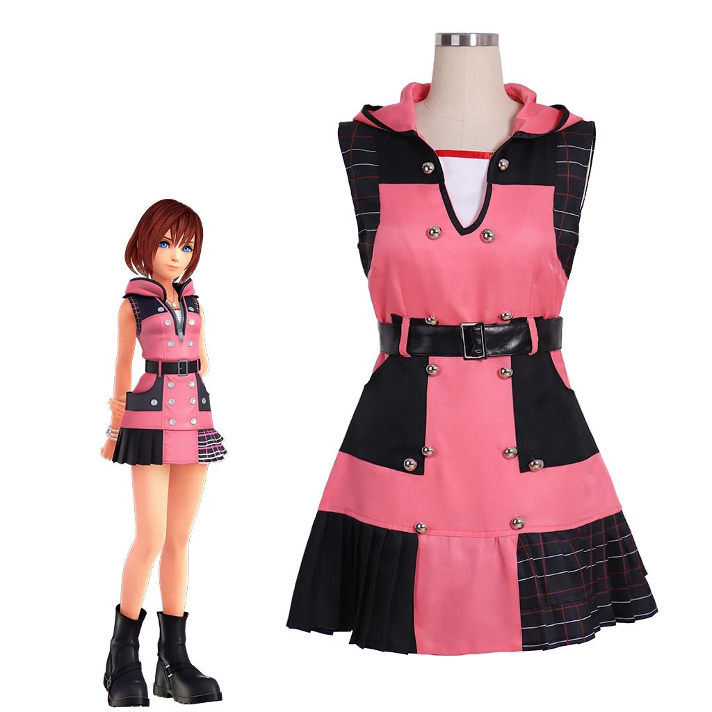Fantasia de Cosplay Kairi para Mulheres - Vestido Rosa Uniforme para Halloween, Carnaval e Comic Con - Estrela Cosplay