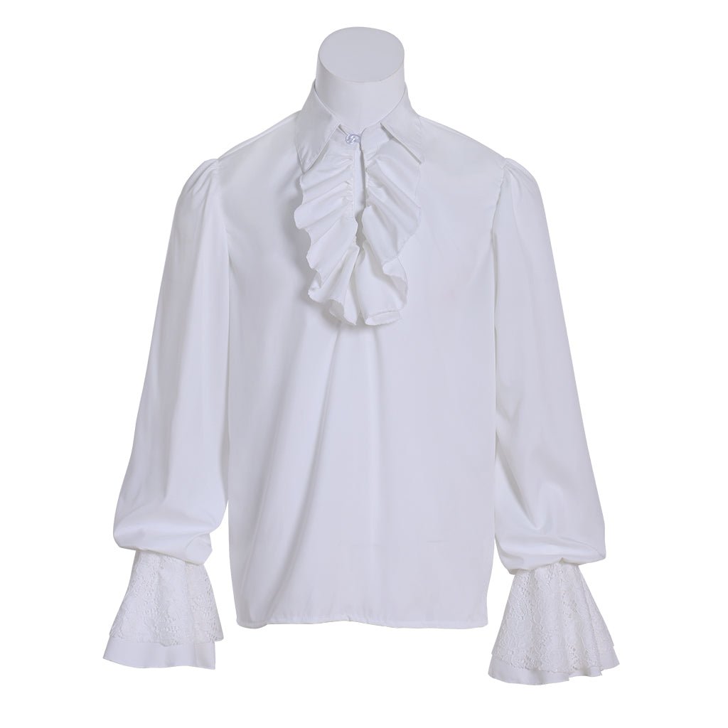 Camisa de Pirata Medieval com Babados para Homens - Blusa de Príncipe Vitoriano Tudor Rococo | Série Cosplay Estrela do Cosplay - Estrela Cosplay