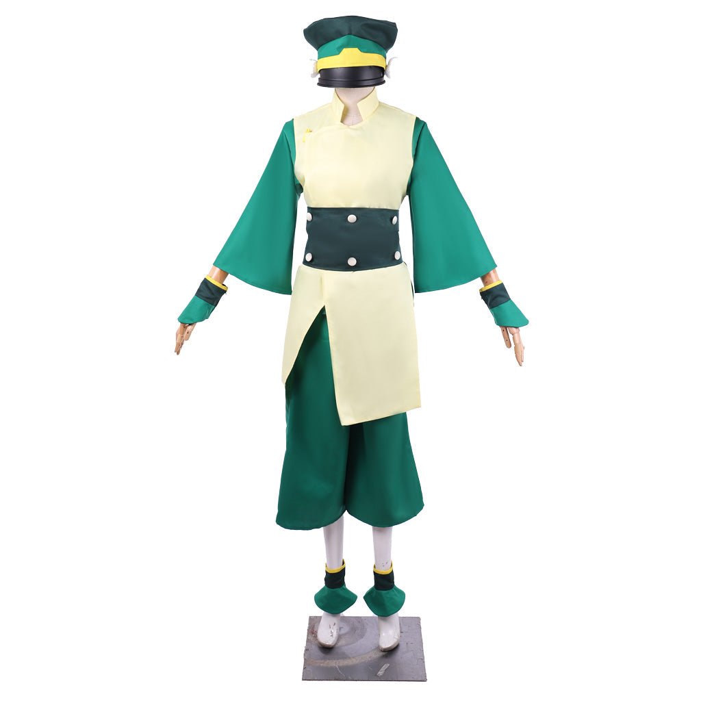 Fantasia de Cosplay Toph Beifong de Avatar: O Último Mestre do Ar - Uniforme Masculino Verde com Chapéu - Estrela Cosplay
