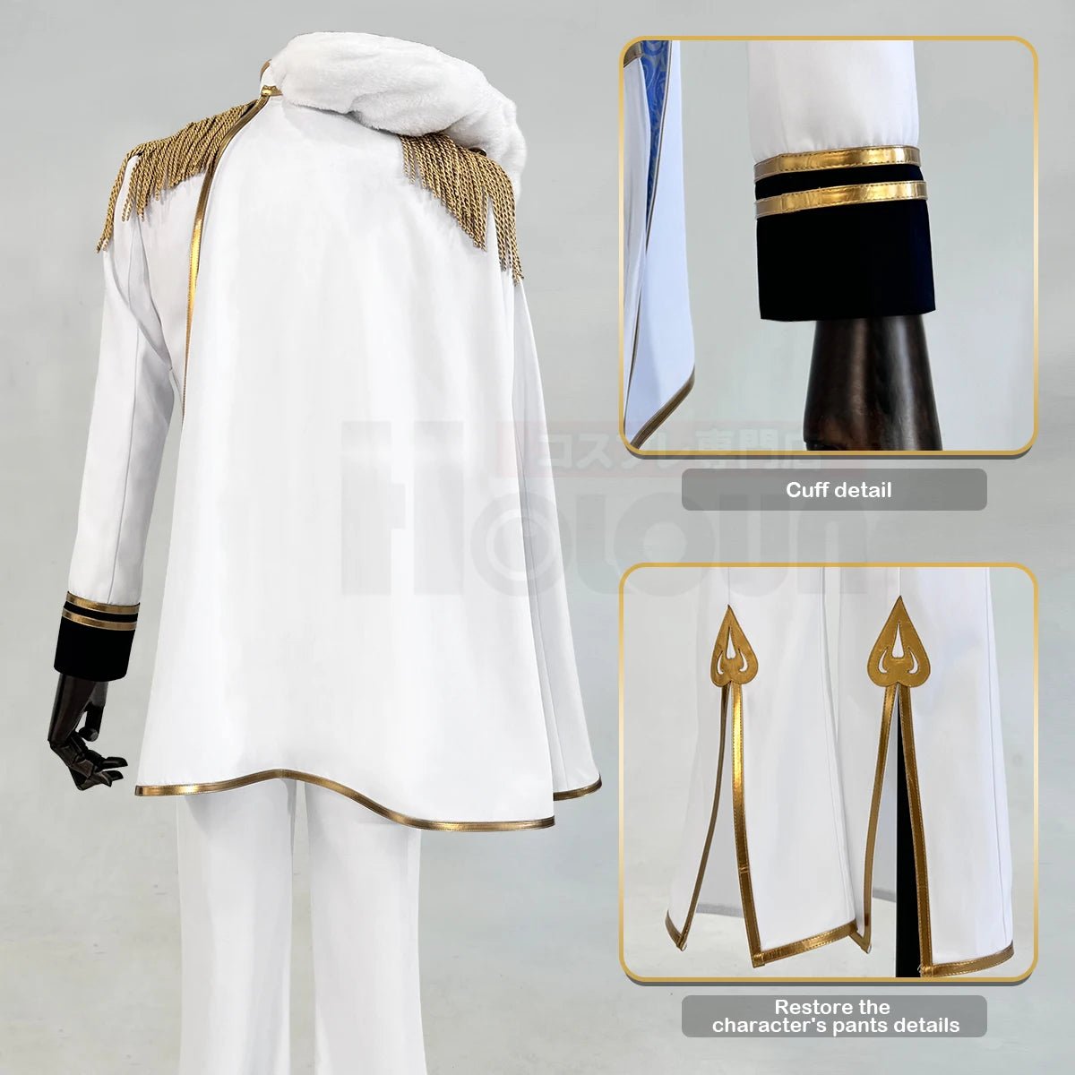 Fantasia de Reo Mikage do Anime Blue Lock - Série Anjos e Demônios Completa com Peruca, Jaqueta, Calça e Manto Branco - Estrela Cosplay