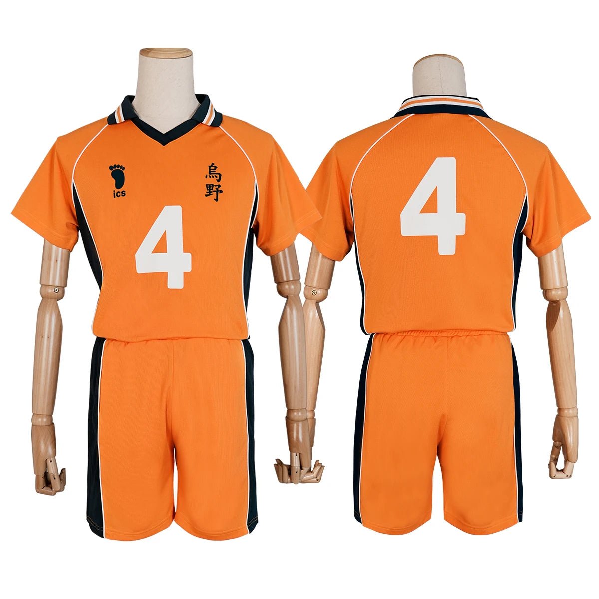 Conjunto de Cosplay Nishinoya Yuu de Haikyuu!! Camisa de Vôlei Karasuno NO.4 com Peruca - Estrela Cosplay
