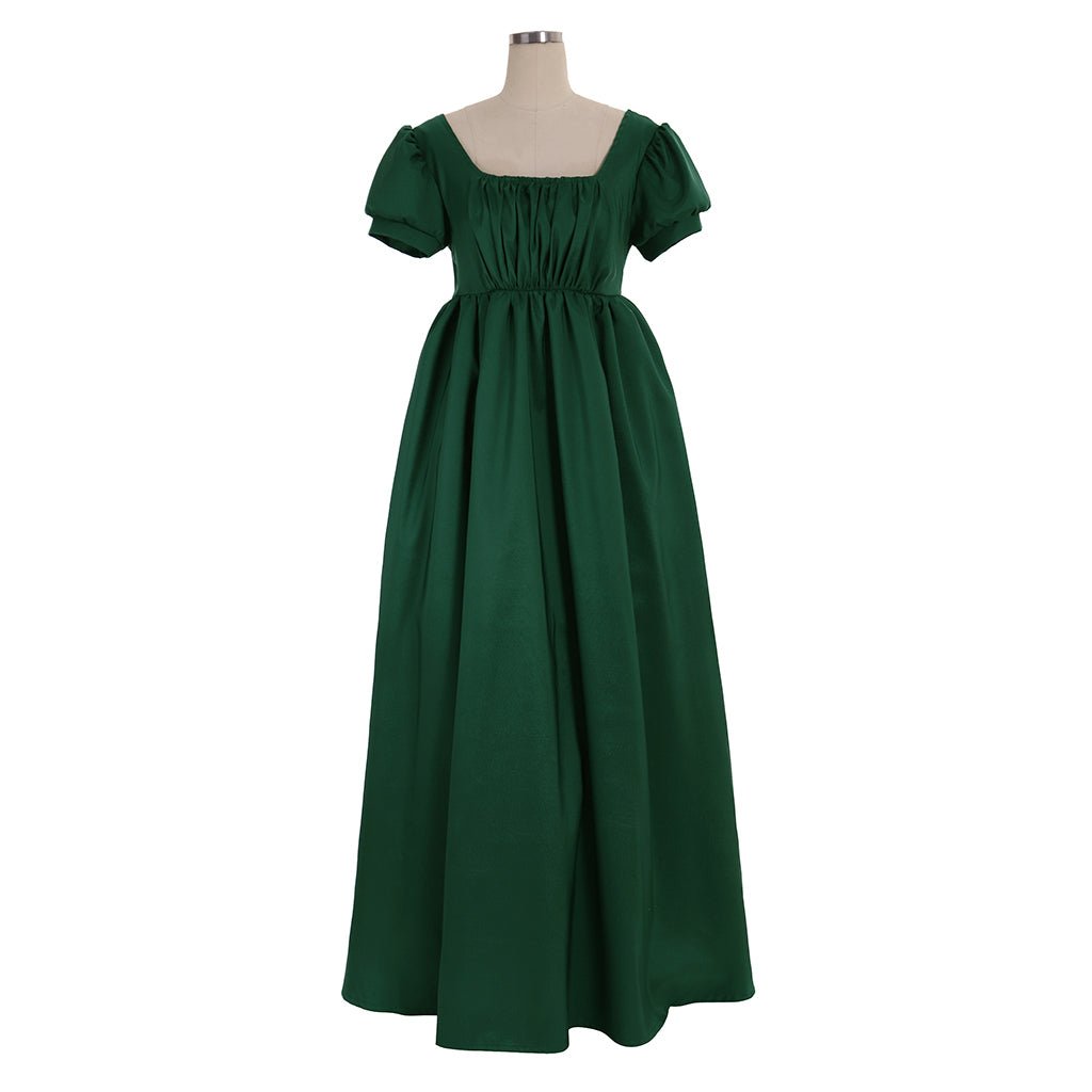 Vestido Regência Verde Simples - Vestido de Baile Regência Senhorita Cintura Alta - Vestido de Chá Feito Sob Medida - Estrela Cosplay