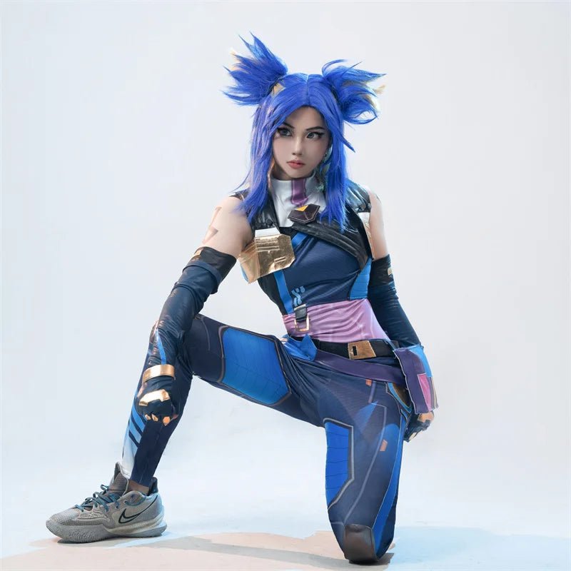 Traje de Cosplay Neon do Jogo Valorant - Traje de Combate Azul para Mulheres - Conjunto Completo para Festa de Halloween - Estrela Cosplay