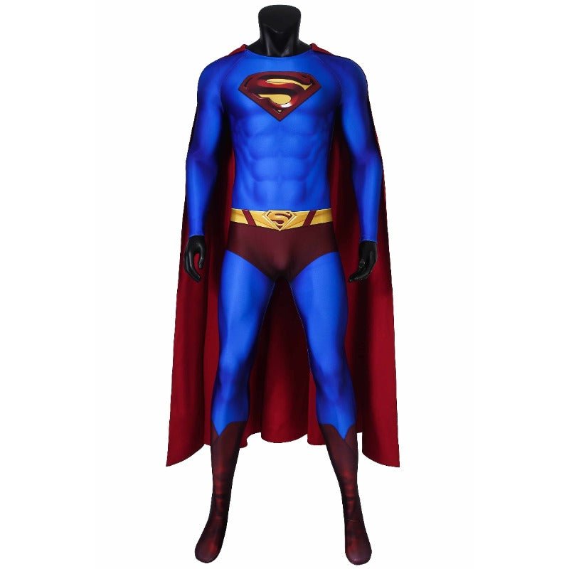 Traje de Cosplay Super Herói Terras Infinitas Clark Azul com Capa - Fantasia Halloween Superman - Estrela Cosplay