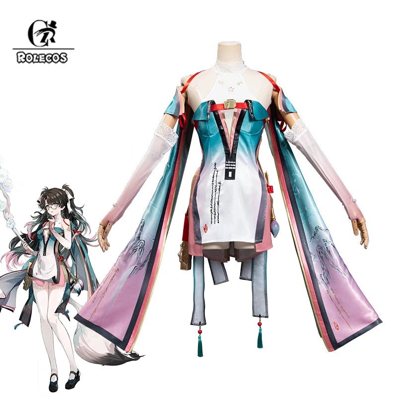 Fantasia de Cosplay Zhezhi do Jogo Wuthering Waves - Vestido de Pintora com Pincel Encantado para Mulheres, Traje para Festa de Halloween - Estrela Cosplay