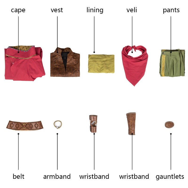 Fantasia de Raya Aventura Capa Colete Conjunto Completo Mulher Vestido Halloween Princesa Dragão - Estrela Cosplay