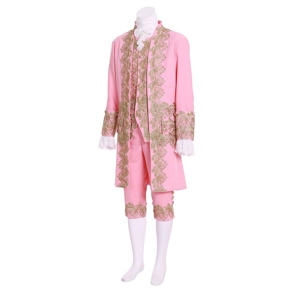 Terno Colonial Rococó Século 18 - Roupa de Corte Regência Rosa para Homem - Estrela Cosplay